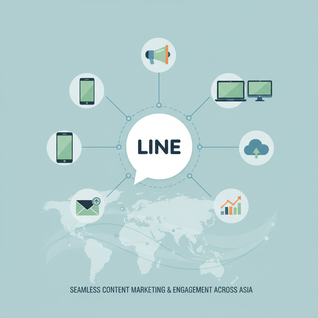 象征高效LINE群发的数字网络插图