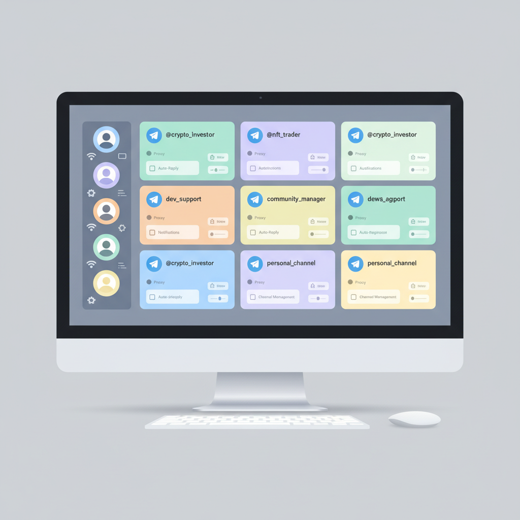 电脑上管理多个 Telegram 账号的抽象图 电脑上管理多个 Telegram 账号的抽象图