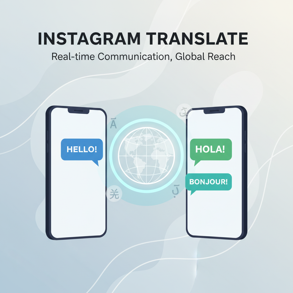 两部手机通过全球象征连接，显示不同语言聊天气泡